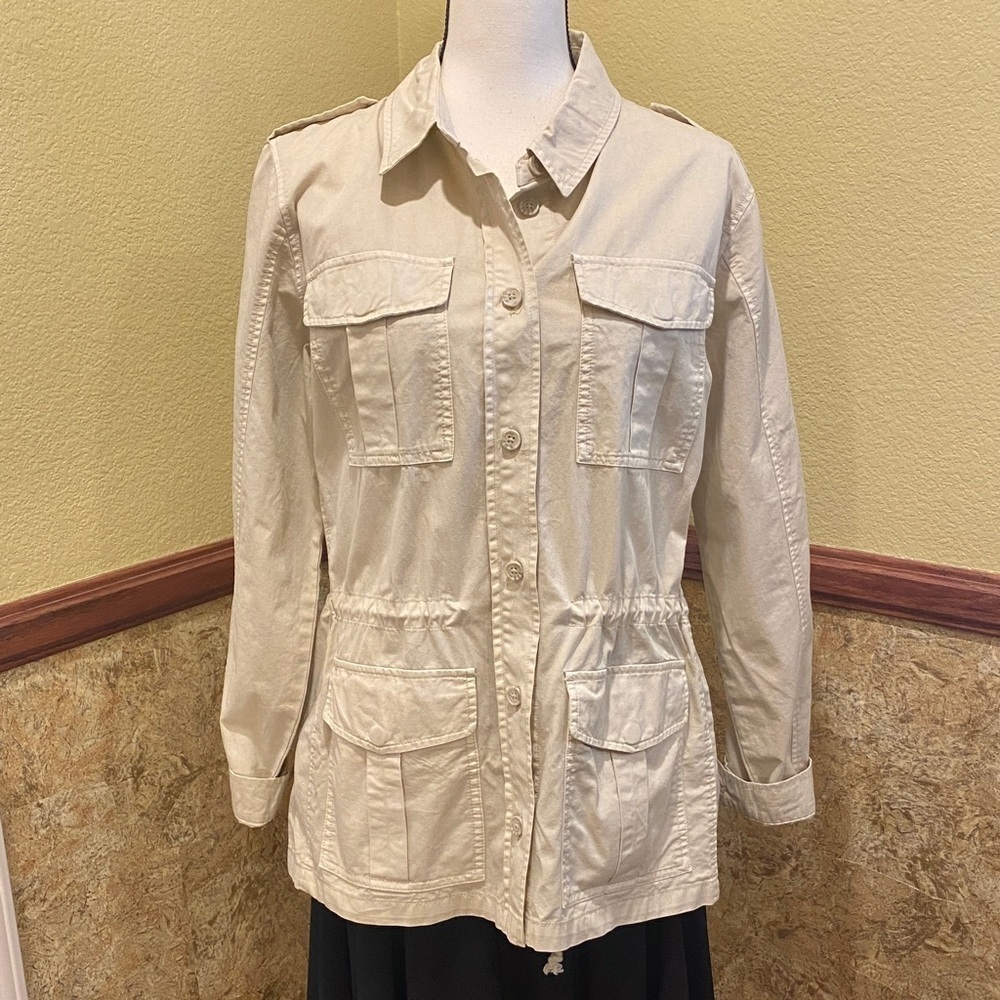 Buffalo David Bitton Women's Jacket Military Utility Style Beige Tan Size Med